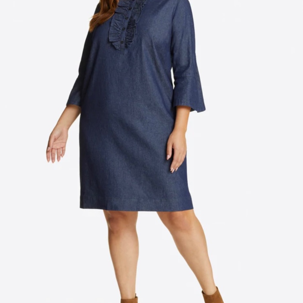 Draper James Chambray Ruffle Shift Dress. - image 3